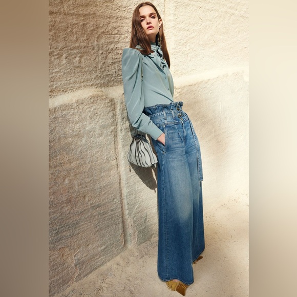 NWT $450 Ulla Johnson Dara Ruffle Neck Silk Blouse - Picture 2 of 7